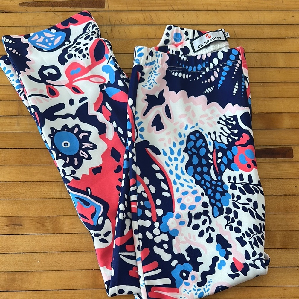 CC Boutique Navy and Coral Dressed Up Leggings - SIZE XS